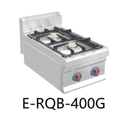 E-RQB-400G বাণিজ্যিক রেস্তোঁরা রান্নাঘর সরঞ্জাম কাউন্টারটপ ডাবল বার্নার গ্যাস রেঞ্জ চুলা